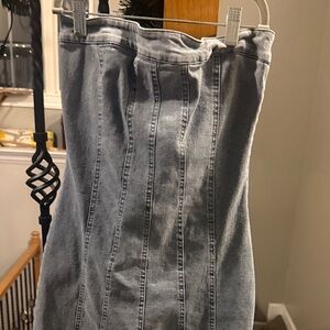 Light blue Denim Strapless Dress